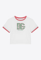 Dolce 
Gabbana Kids Girls Logo Patch T-shirt L5JTNE G7M6E W0800 White