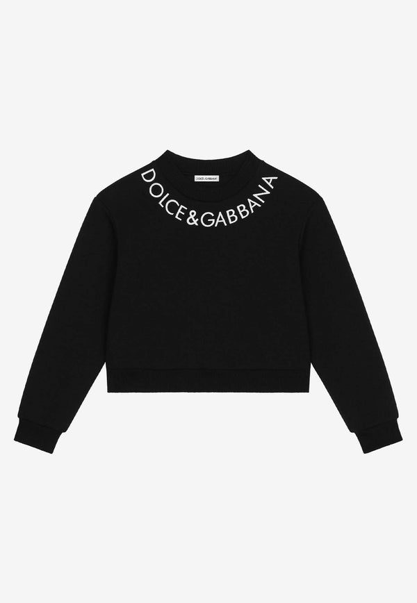 Dolce 
Gabbana Kids Girls Logo-Embroidered Crewneck Sweatshirt L5JW9N G7L1J N0000