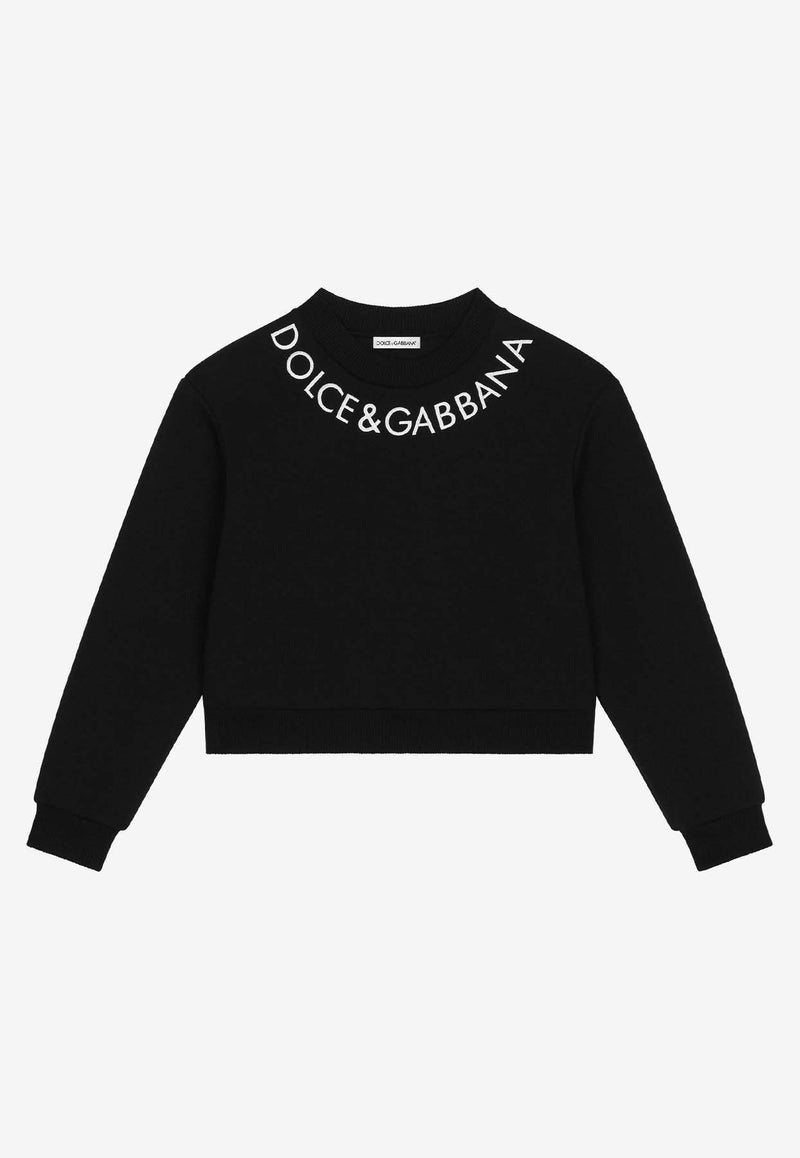 Dolce 
Gabbana Kids Girls Logo-Embroidered Crewneck Sweatshirt L5JW9N G7L1J N0000