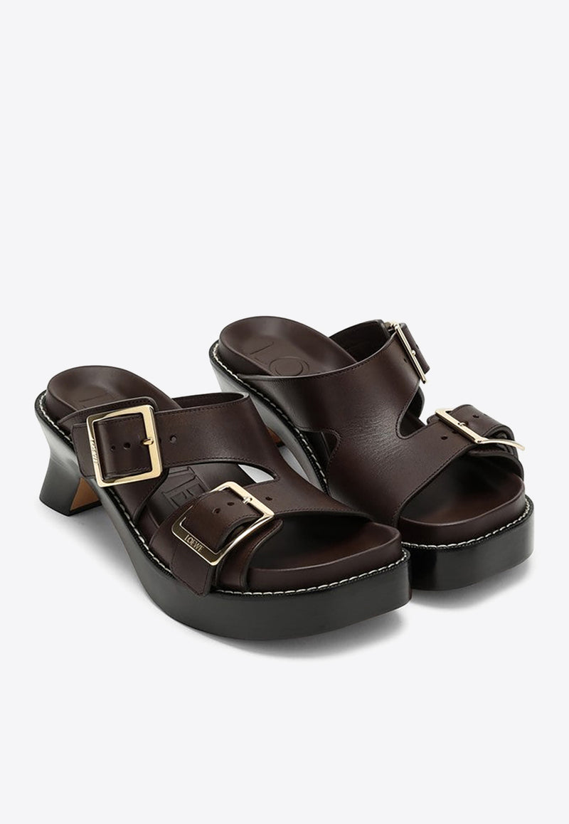 Loewe Ease 70 Oversized Buckle Sandals Brown L814465X83LE/O_LOEW-6015