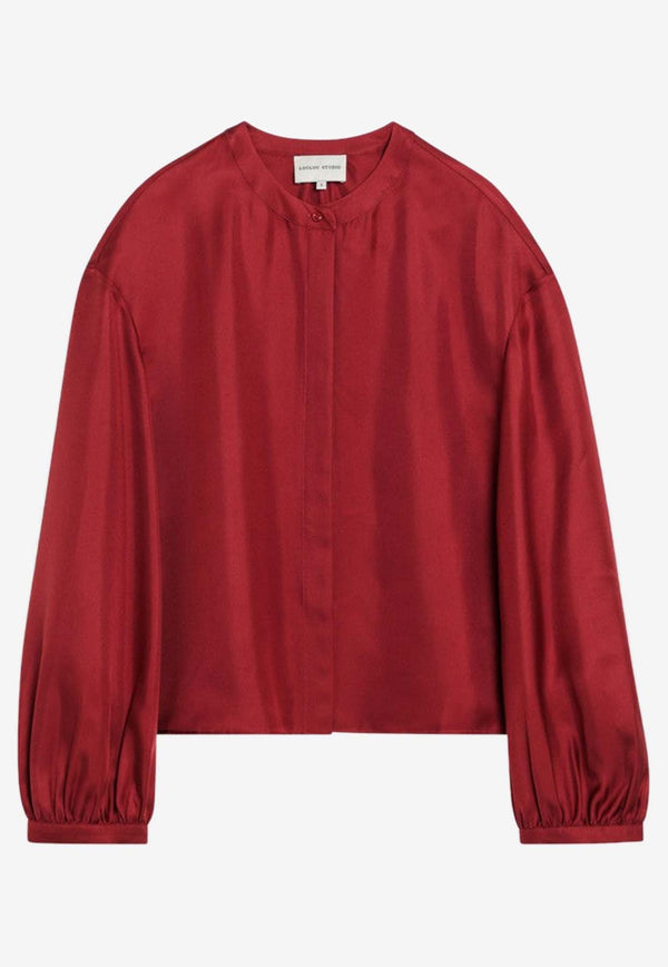 Loulou Studio Crewneck Silk Blouse Red LEASI/Q_LOULO-TO