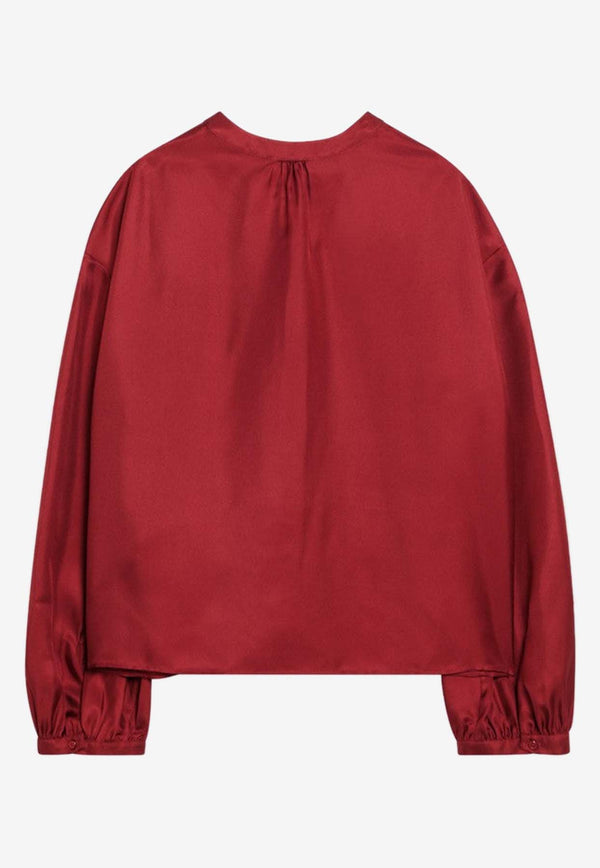 Loulou Studio Crewneck Silk Blouse Red LEASI/Q_LOULO-TO