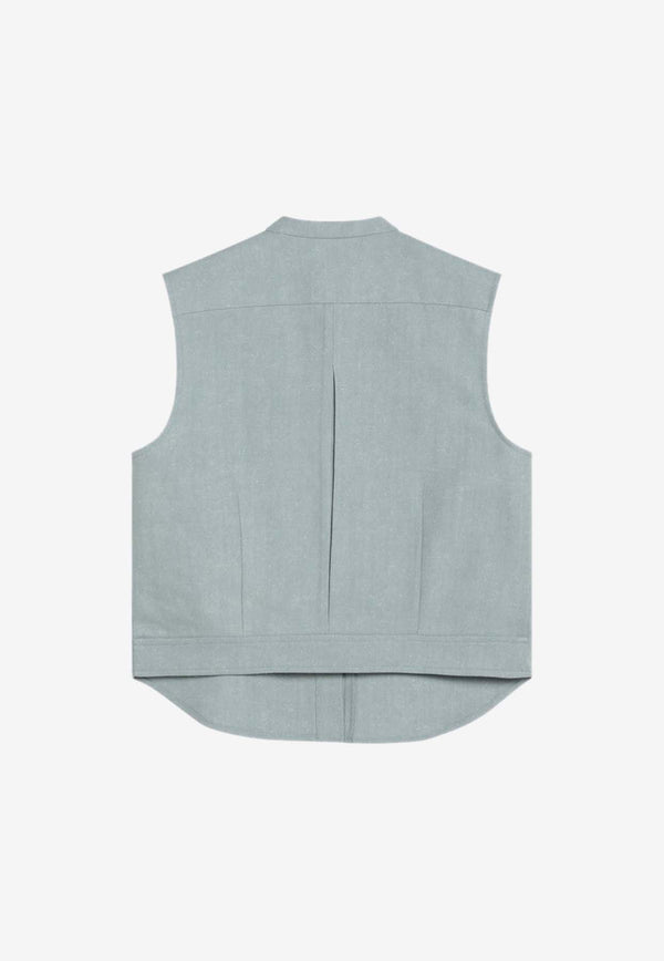 Loulou Studio Asymmetric Hem Top Gray LINOCO/Q_LOULO-MI