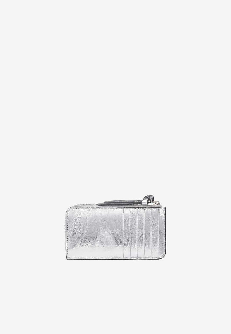 Jimmy Choo Lise-Z Metallic Leather Cardholder LISE-Z BYQ SILVER/ANTIQUE SILVER Silver