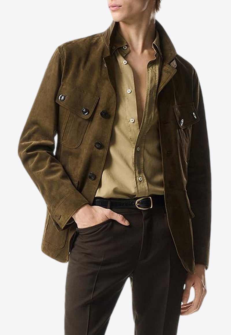 Tom Ford Suede Sartorial Military Jacket LJM007-LMS001S23 FG817 Military Green