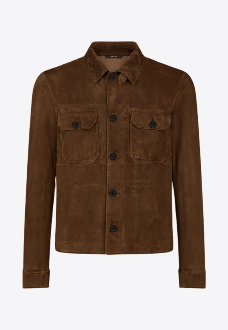 Tom Ford Light Suede Overshirt LJS001-LMS003S23 KB610 Brown