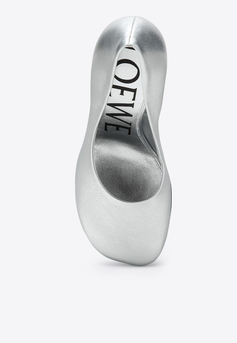 Loewe Toy 90 Laminated Leather Pumps Silver LLSTS01X13LE/Q_LOEW-1160