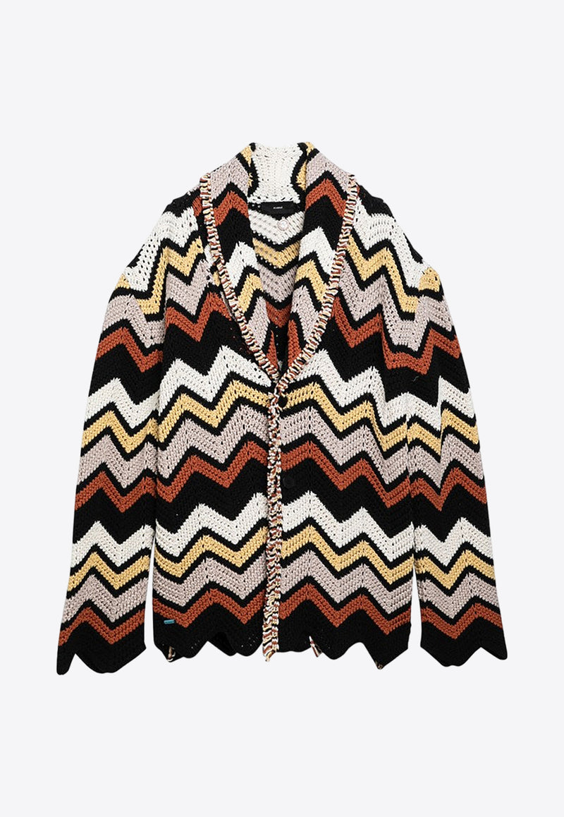 Alanui Crochet Knit Zig Zag Cardigan Multicolor LMHB039R24KNI003/O_ALANU-6184