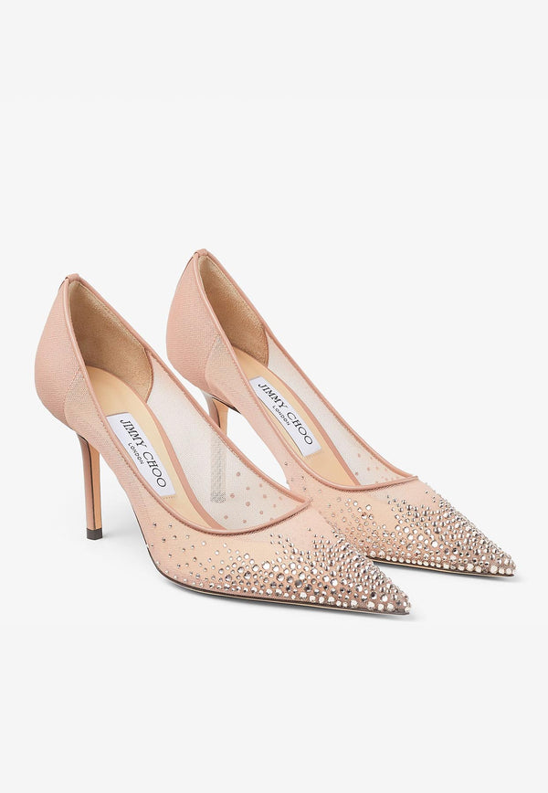 Jimmy Choo Love 85 Crystal-Embellished Mesh Pumps LOVE 85 NYT BALLET PINK/BALLET PINK