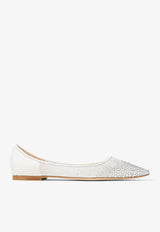 Jimmy Choo Love Flat Crystal Mesh Pointed-Toe Flats LOVE FLAT NYT WHITE/CRYSTAL