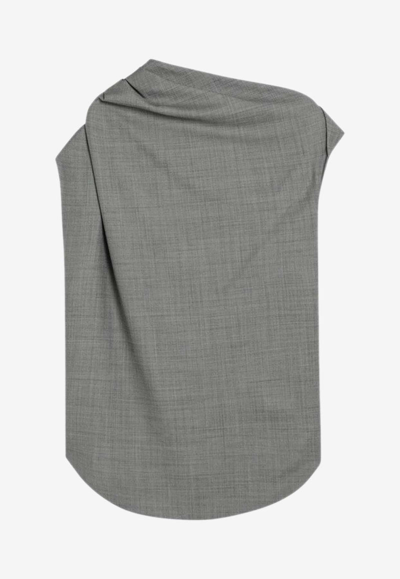 Loulou Studio Asymmetrical Wool Top Gray LYRAWO/Q_LOULO-AN