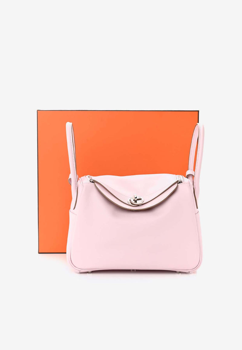 Hermès Lindy 26 Verso in Mauve Pale and Gold Swift Leather with Palladium Hardware