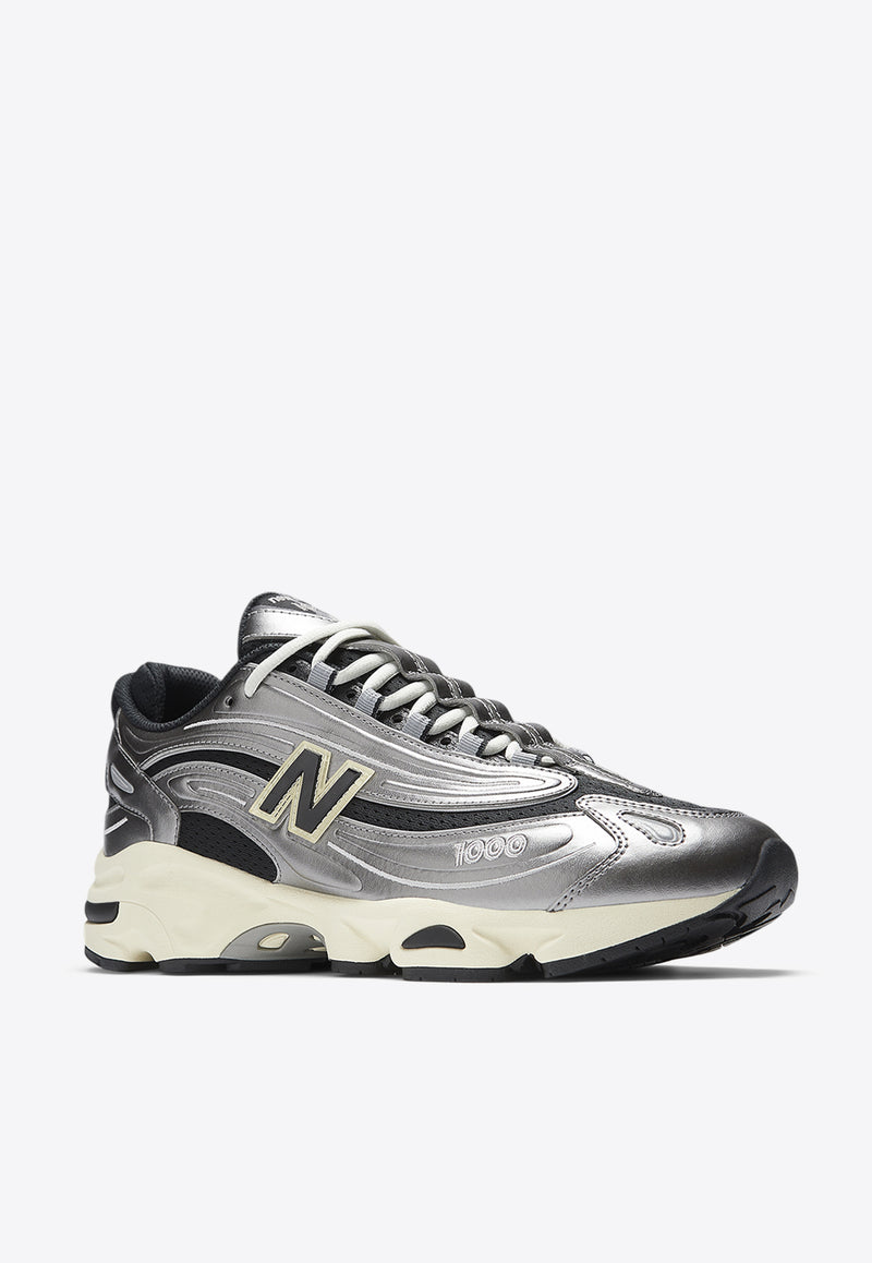 New Balance 1000 Low-Top Sneakers in Silver Metallic with Black and Dawn Glow Silver M1000SL