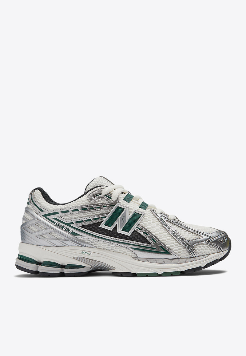 New Balance 1906R Low-Top Sneakers in Silver Metallic with Nightwatch Green and Sea Salt Silver M1906REU