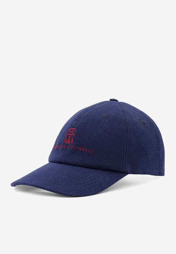 Brunello Cucinelli Embroidered Baseball Cap Blue M277P9850_C7193