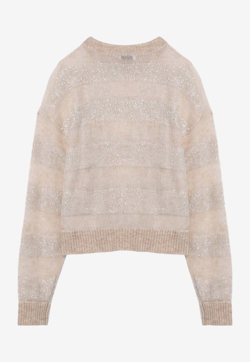 Brunello Cucinelli Mohair Blend Striped Sweater Beige M2I773700WO/P_CUCIN-CFE34