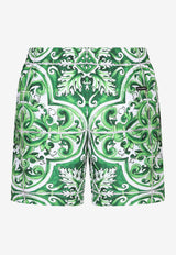 Dolce 
Gabbana Majolica Print Swim Shorts M4A13T FIM4R H75DQ Green