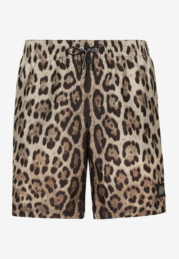 Dolce 
Gabbana Leopard Print Swim Shorts Brown M4E47T ONO07 HY13M