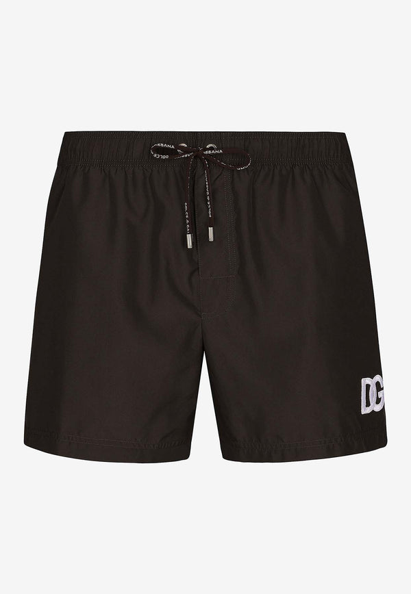 Dolce 
Gabbana DG Logo Patch Swim Shorts Brown M4F29T FUSFW M3927