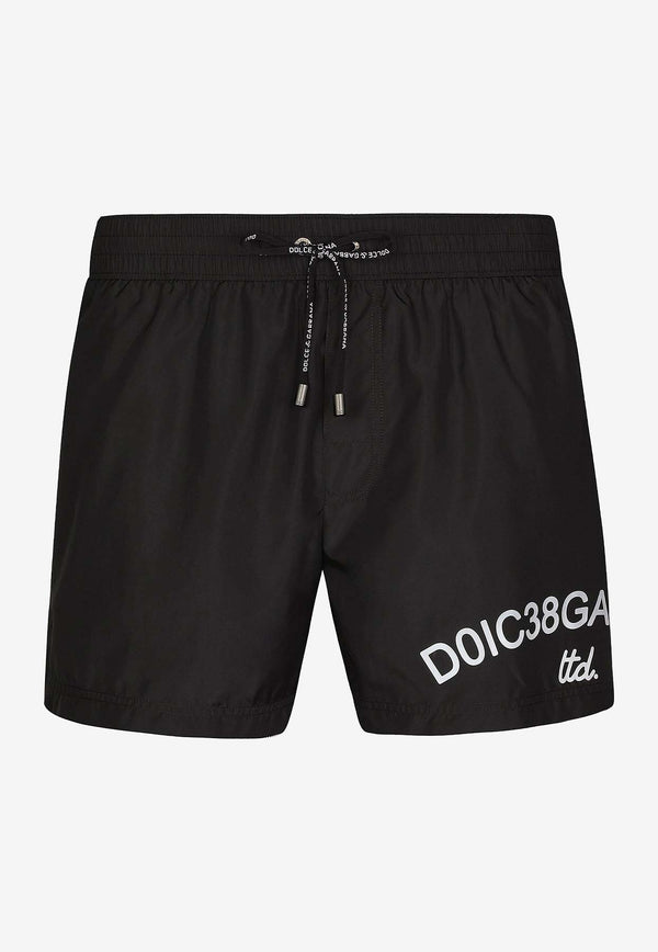 Dolce 
Gabbana Logo Print Nylon Swim Shorts Black M4F31T FUSFW N0000