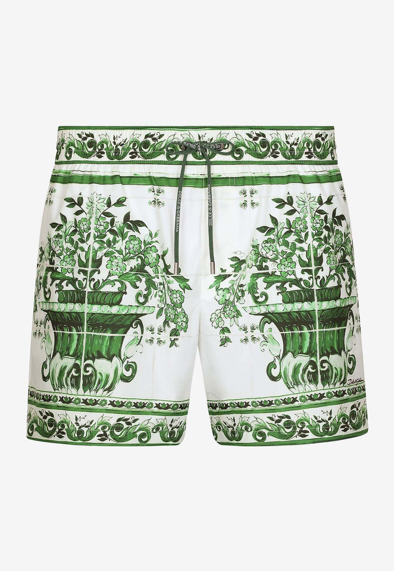 Dolce 
Gabbana Majolica Print Swim Shorts M4F34T FIM4Q HV3TN Green