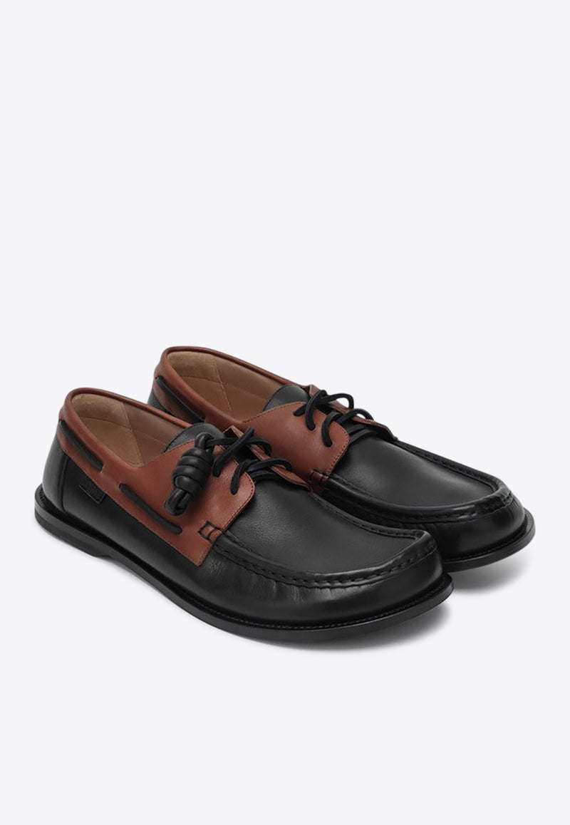 Loewe Campo Leather Lace-Up Boat Shoes Brown M816S08X01LE/Q_LOEW-3979