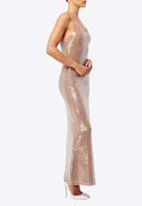 Mossman Celestial Sequined Maxi Dress Beige M96590BEIGE