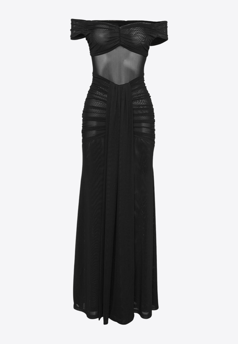 Mossman Rebound Off-Shoulder Maxi Dress Black M96602BLACK