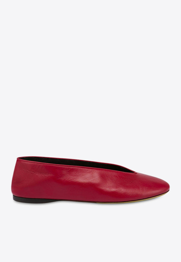 Moschino Duck Nappa Leather Ballet Flats Red MA11010C1MMA0500 NAPPA ROSSO