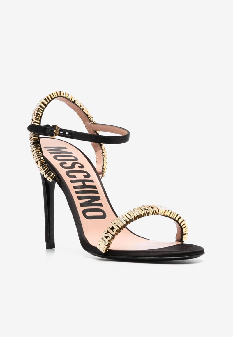 Moschino 100 Mini Logo Lettering Leather Sandals MA1605AC1HM40000 RASO NERO