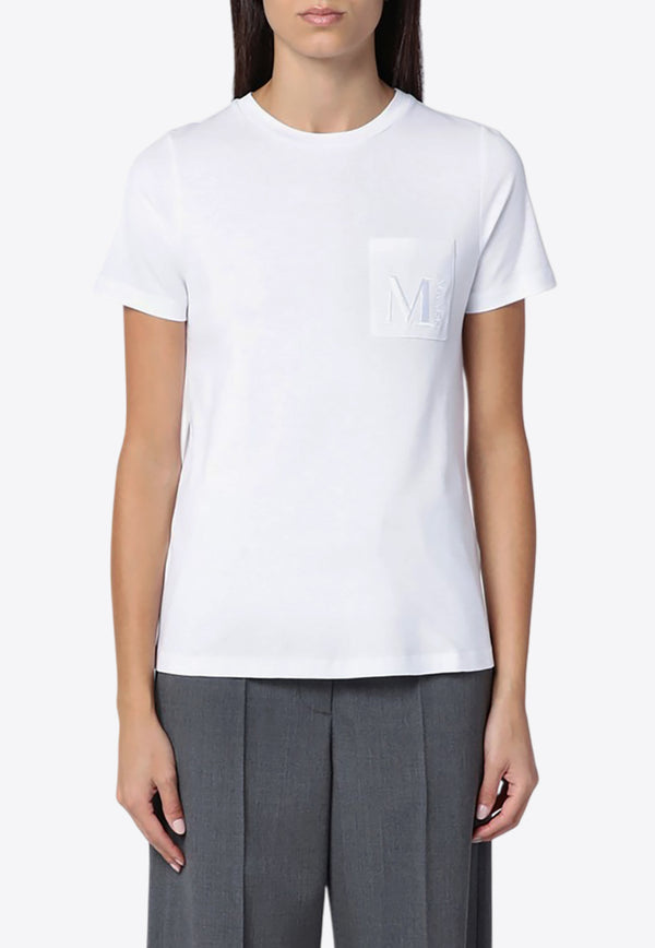 S Max Mara Madera Logo Embroidered T-shirt White MADERACO/P_MAXS-001