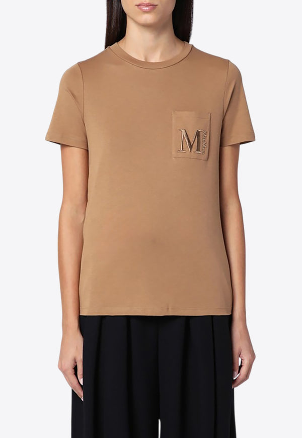 S Max Mara Madera Logo Embroidered T-shirt Beige MADERACO/P_MAXS-003