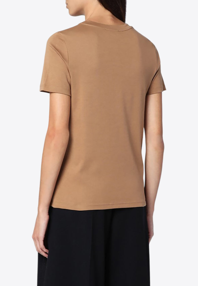 S Max Mara Madera Logo Embroidered T-shirt Beige MADERACO/P_MAXS-003