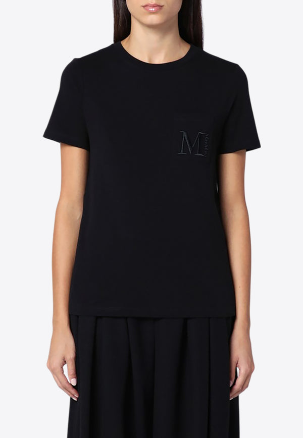 S Max Mara Madera Logo Embroidered T-shirt Black MADERACO/P_MAXS-005