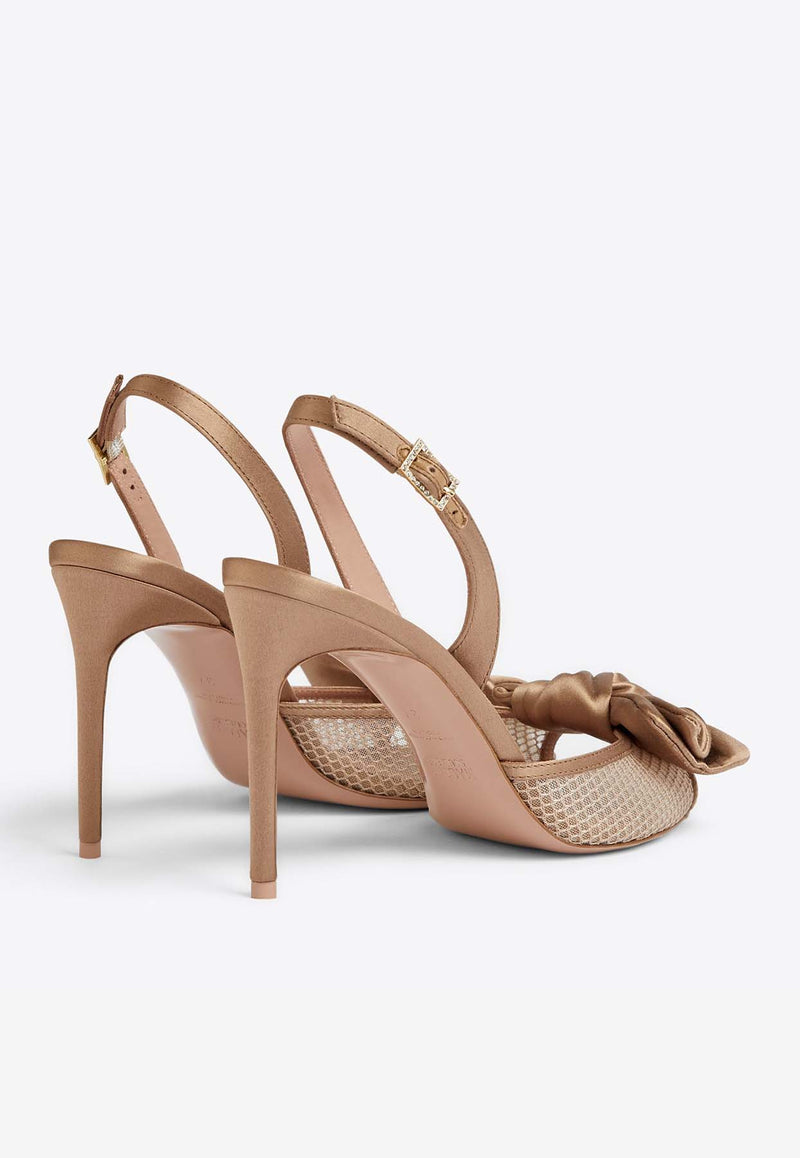 Malone Souliers Maera 90 Satin Rose-Applique Sandals MAERA 90-1 NUDE/MUSHROOM