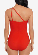 Magicsuit Hyper Link Charlize One-Shoulder Swimsuit Red