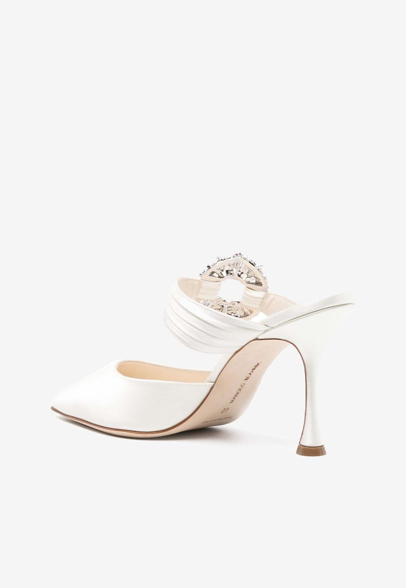 Maidugura 90 Satin Mules Manolo Blahnik MAIDUGURA 90 CREAM 1309 1663-0009