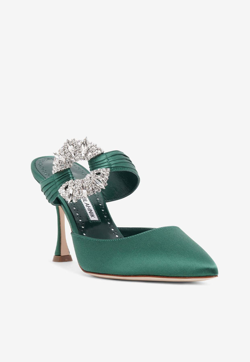 Maidugura 90 Satin Mules Manolo Blahnik MAIDUGURA 90 GREEN 3014 1663-0011