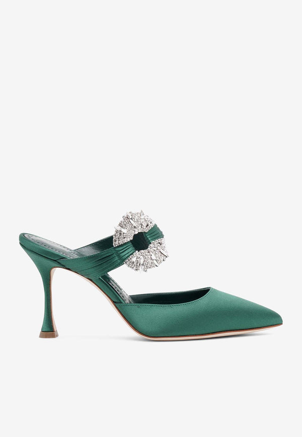 Maidugura 90 Satin Mules Manolo Blahnik MAIDUGURA 90 GREEN 3014 1663-0011