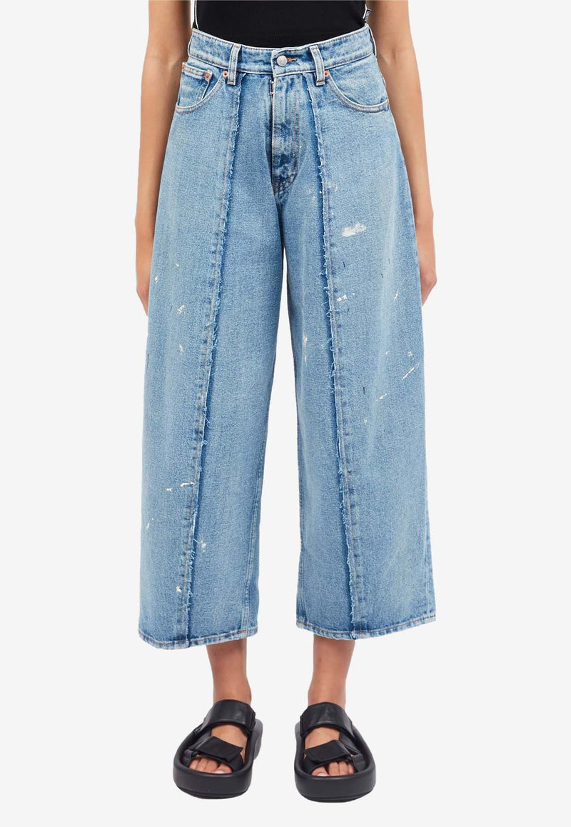 MM6 Maison Margiela Distressed Cropped Jeans Blue