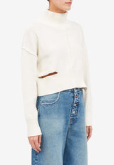 MM6 Maison Margiela Cut-Out Knitted Sweater White