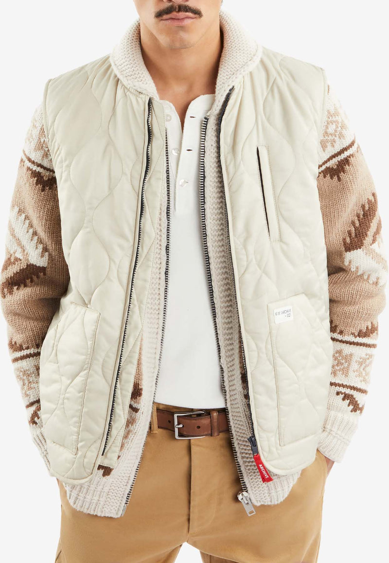 Fay Archive Quilted Zip-Up Gilet MAM20492700SFCC014BEIGE