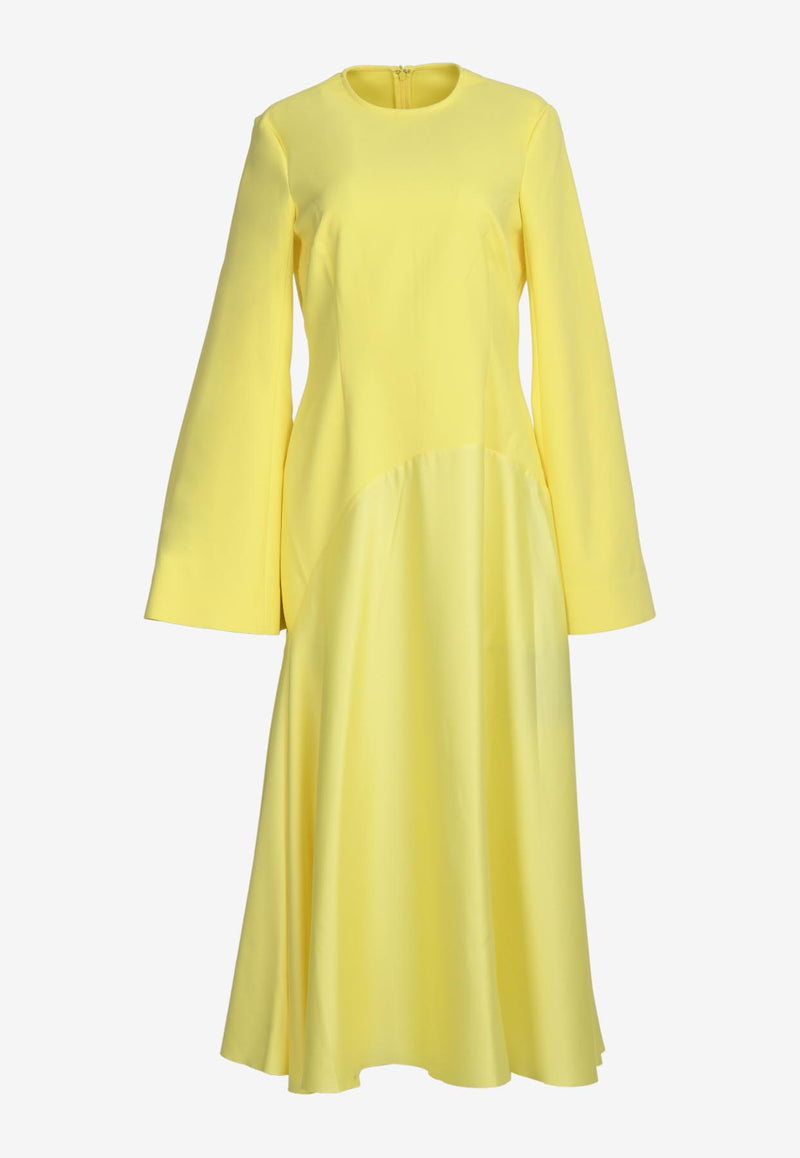 Solace London Gaia Flared Midi Dress Yellow OS2071YELLOW