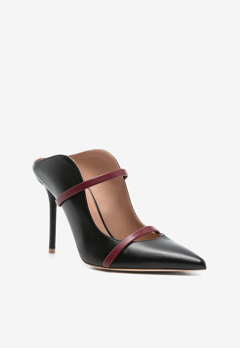 Malone Souliers Maureen 100 Pointed Leather Mules MAUREEN 100-356 BLACK/BURGUNDY Black