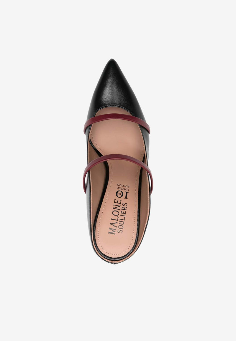 Malone Souliers Maureen 100 Pointed Leather Mules MAUREEN 100-356 BLACK/BURGUNDY Black