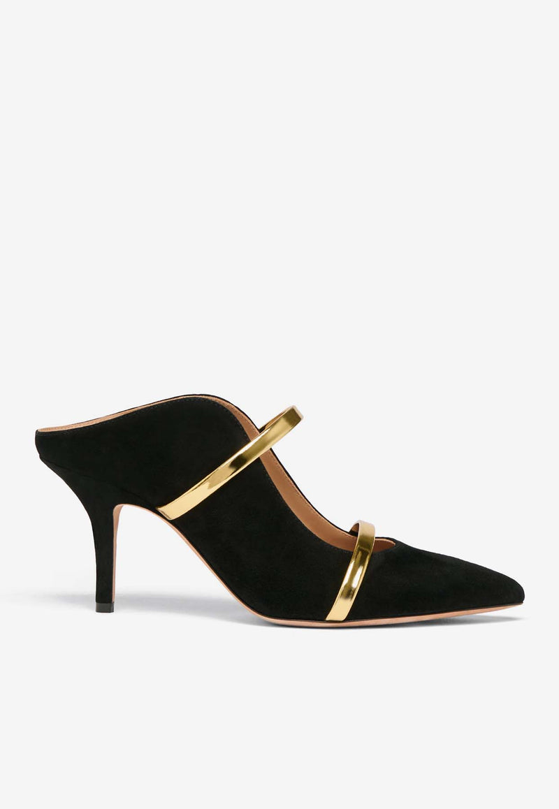 Malone Souliers Maureen 70 Suede Mules MAUREEN 70-400 BLACK/GOLD