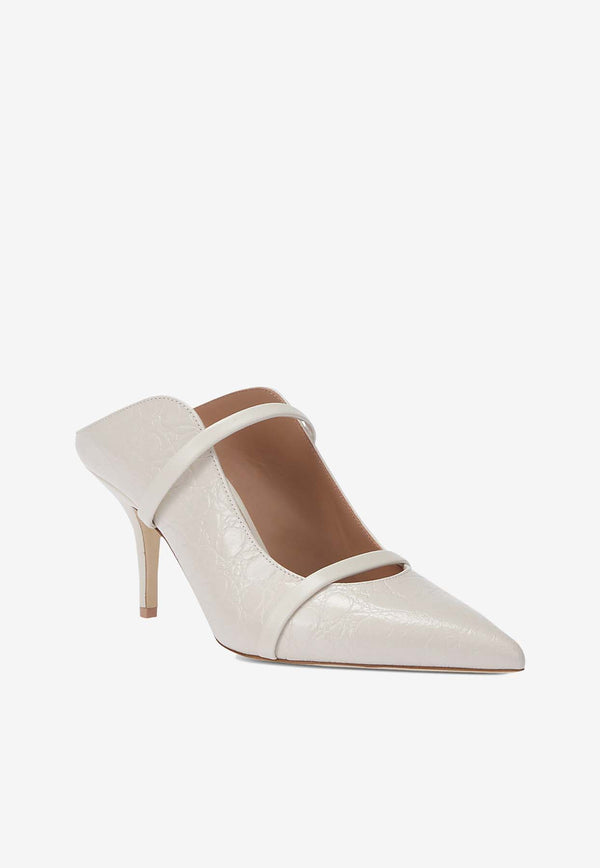 Malone Souliers Maureen 70 Pointed Leather Mules MAUREEN 70-430 CREAM/CREAM Cream