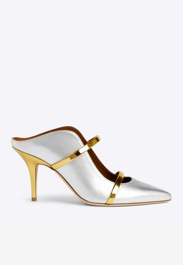 Malone Souliers Maureen 70 Metallic Leather Mules MAUREEN 70-79 SILVER/GOLD