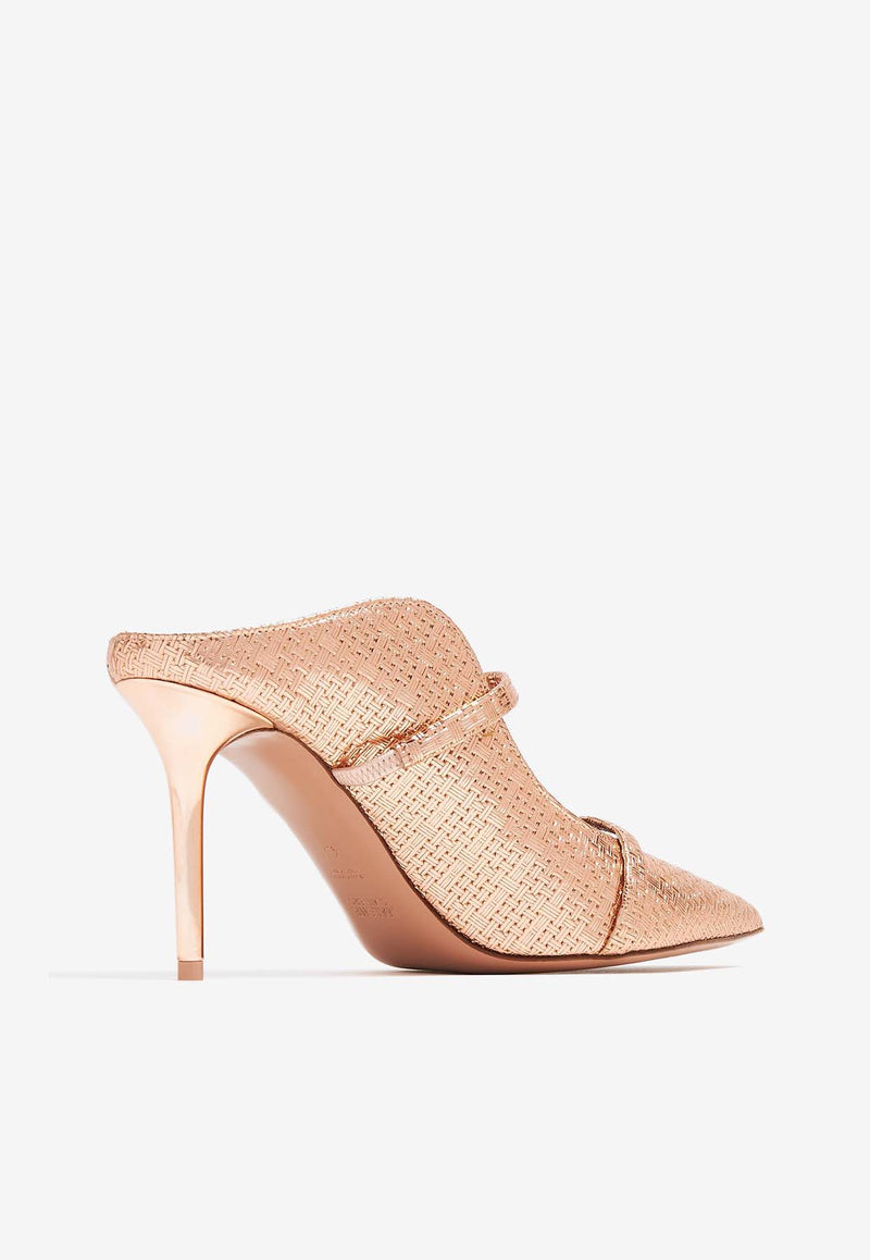 Malone Souliers Maureen 85 Metallic Leather Mules MAUREEN 85-220 ROSE GOLD/ROSE GOLD