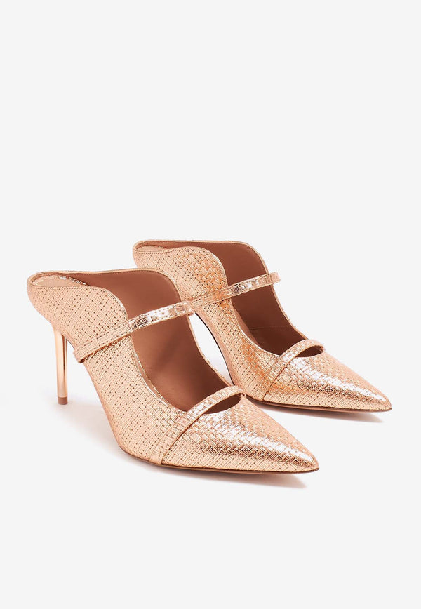 Malone Souliers Maureen 85 Metallic Leather Mules MAUREEN 85-220 ROSE GOLD/ROSE GOLD